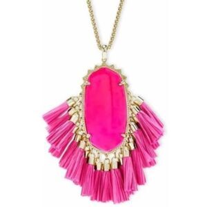 NEW Kendra Scott Barbie Betsy Long Gold Plated Hot Pink Tassel Necklace RARE NWT